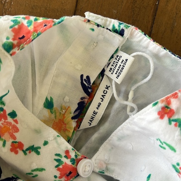 Janie and jack vibrant floral open back Swiss dot flutter sleeve romper jumpsuit - Picture 4 of 6